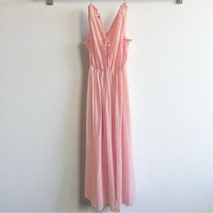 Vintage 1950s GM Brand Maxi Nightgown Dress in Blush Pink size Medium